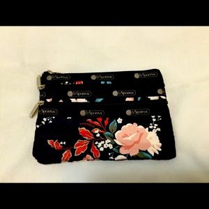 Nylon pouch with floral pattern